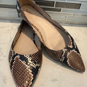 Botkier Annika Snake Pointed Toe Leather Ballet Flats